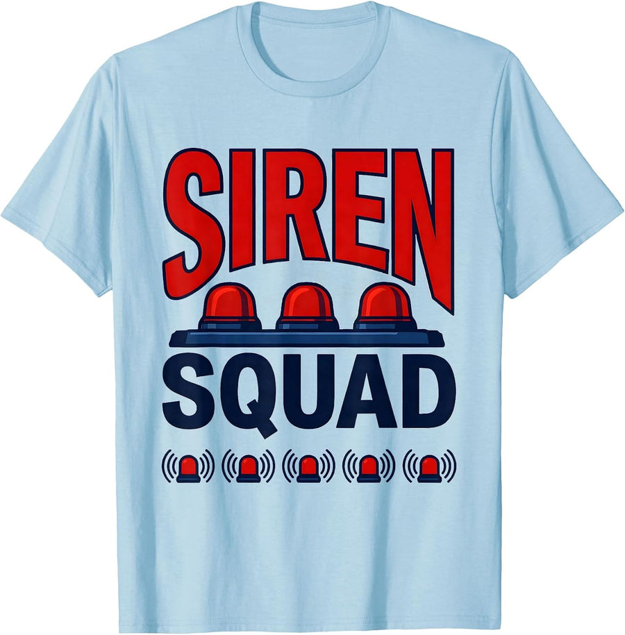 Men's Siren Squad Bold Paramedic EMT Crew Gift T-Shirt - Baby Blue