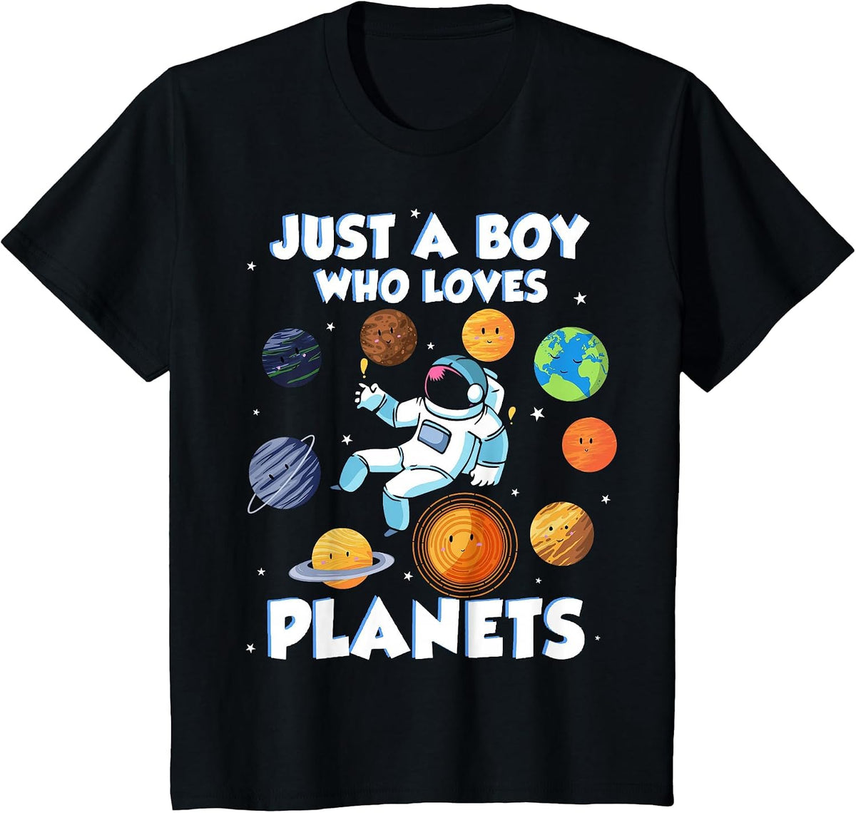 Just a boy who Loves Planets Astrology Science Solarsystem T-Shirt - Black