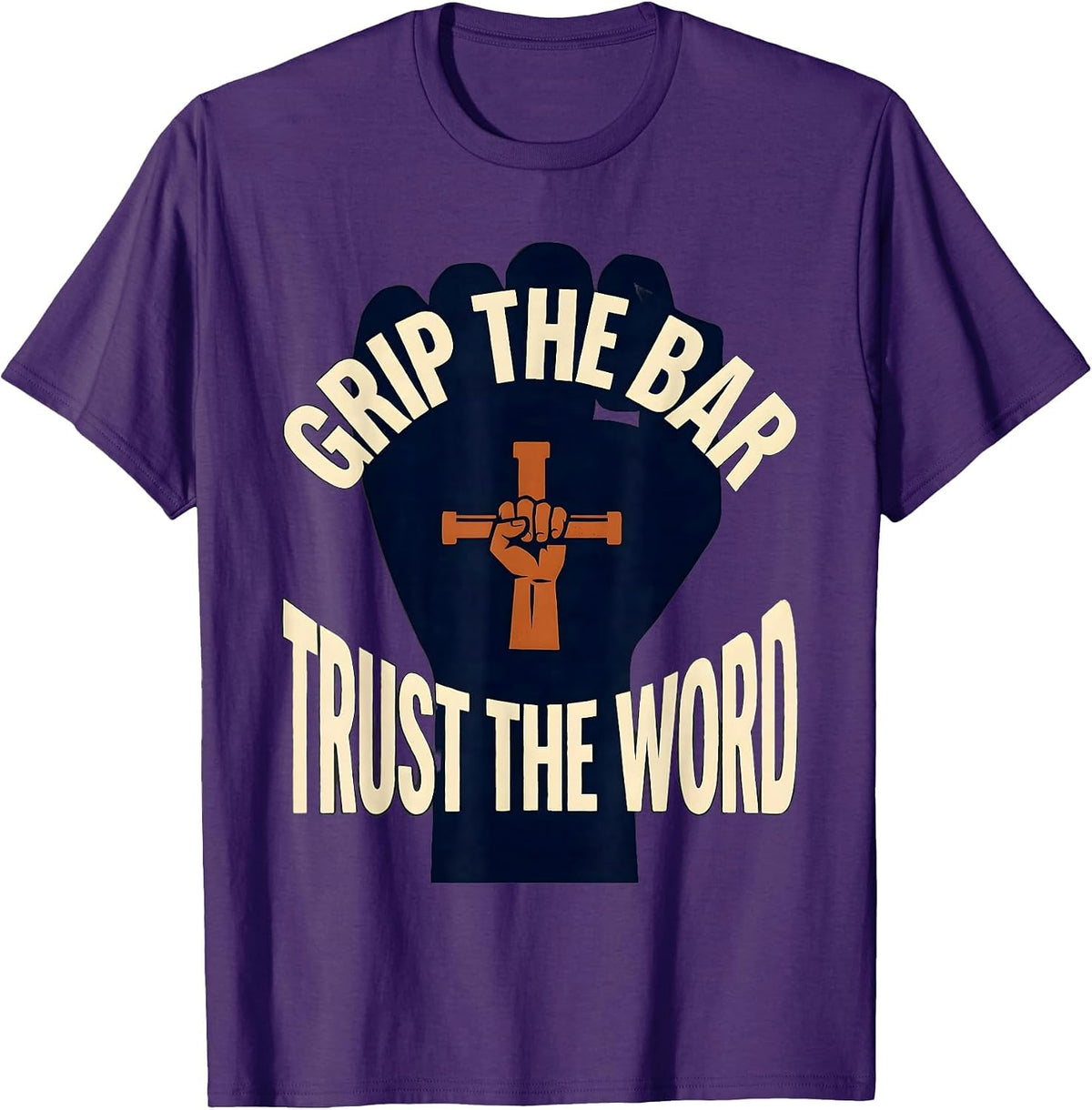 Grip The Bar, Trust The Word Christian Gym Jesus Deadlifter T-Shirt - Purple