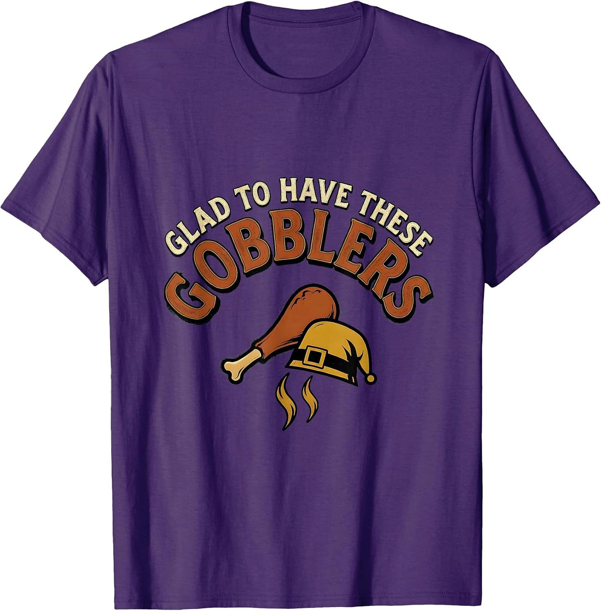 Men's Glad To Have These Gobblers Vintage Funny Thanksgiving T-Shirt - Purple