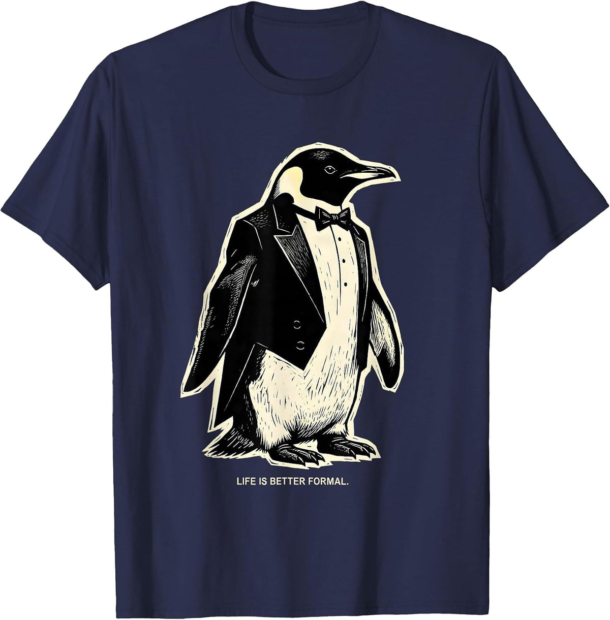 Men's Life Is Better Formal Tuxedo Graphic Design T-Shirt - Navy Blue