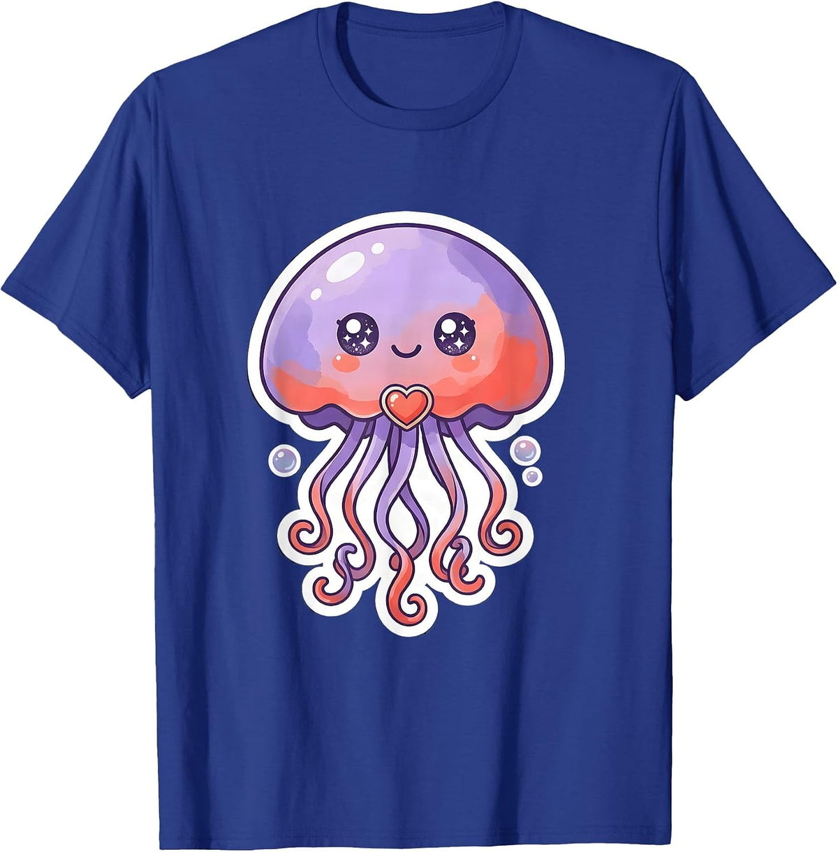Cute Kawaii Jellyfish Character Whimsical Sea Creature Fun T-Shirt - Royal Blue