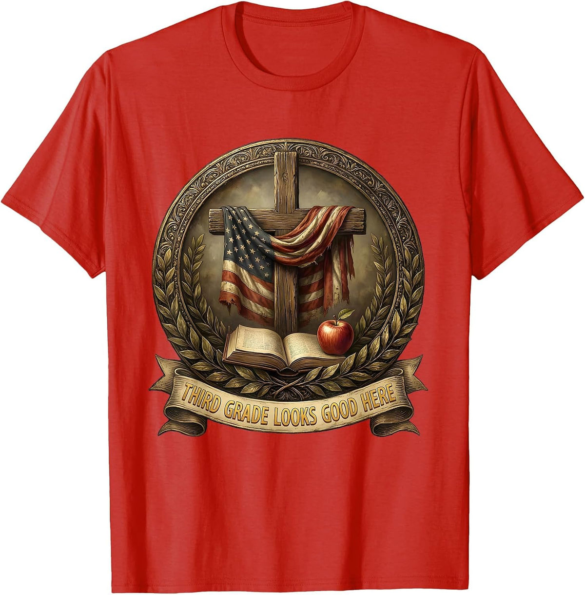 Men's Third Grade Looks Good on Me Teacher Design T-Shirt - Red