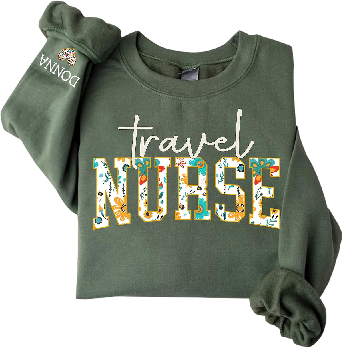 Personalized Nurse Sweatshirt for Women, Custom Name & Specialties (ER, RN, NP, L&D), Nurse Gifts - Travel Nurse