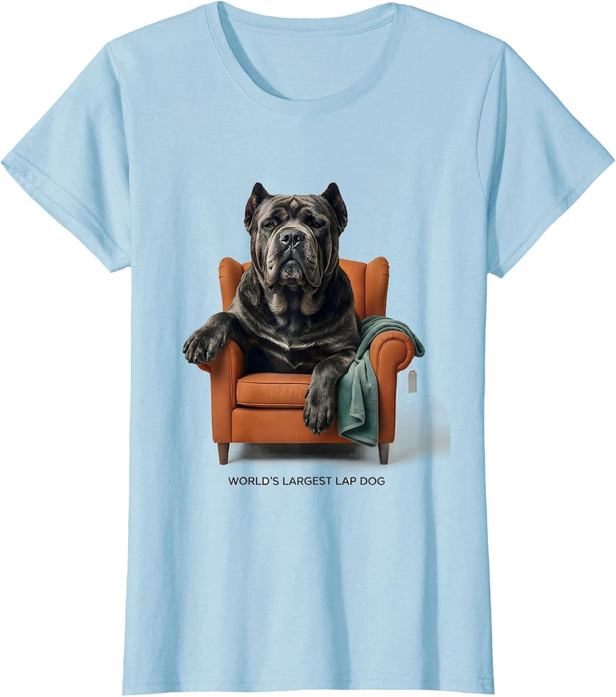 Women's World's Largest Lap Dog Funny Cane Corso Dog Owner Breed T-Shirt - Baby Blue