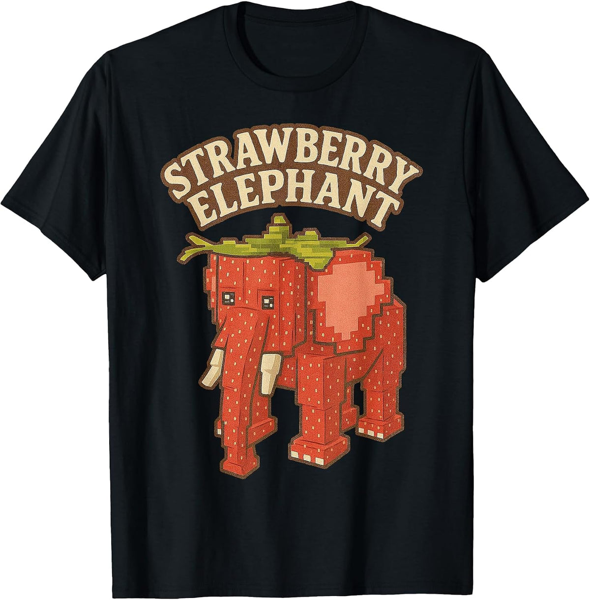Strawberry Elephant Funny Italian Brainrot Slang Gaming Meme T-Shirt - Black