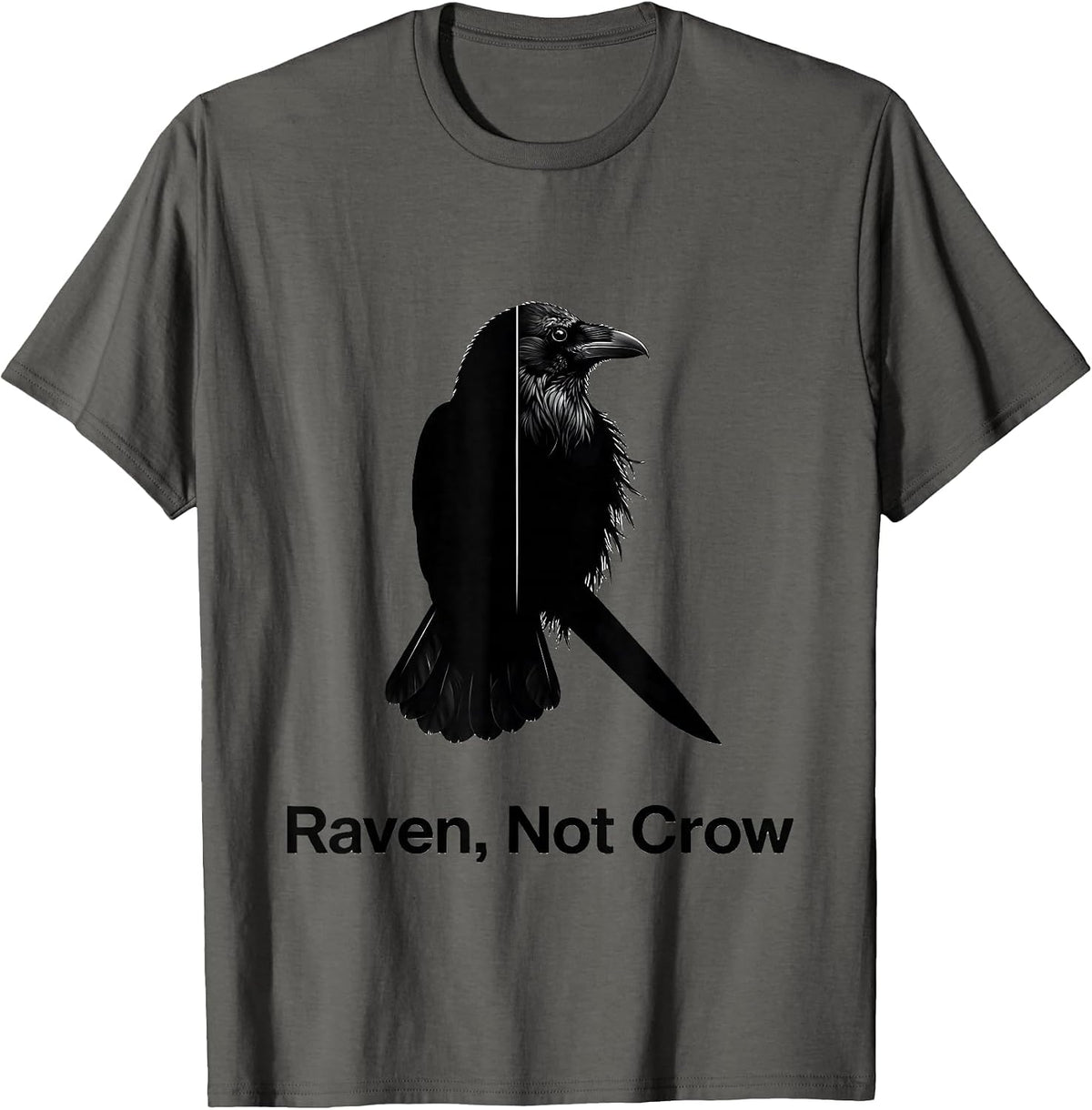 Raven Not Crow Minimalist Bird Lover Dark Humor T-Shirt - Asphalt Grey