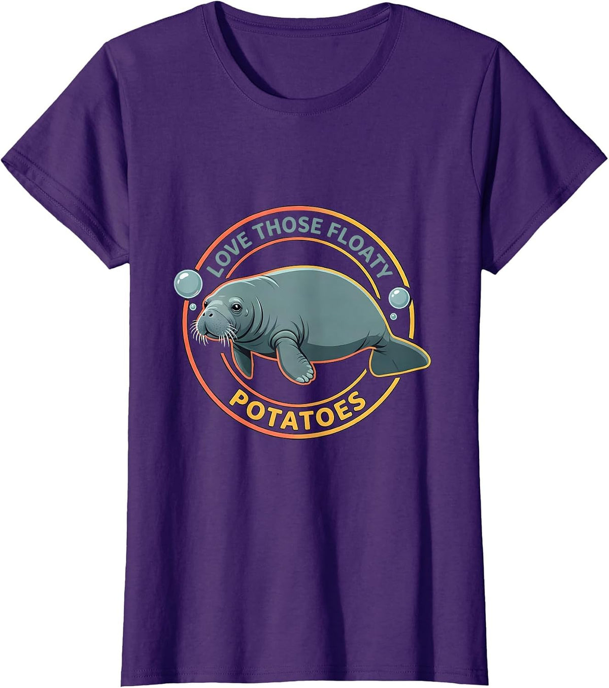 Women's Love Those Floaty Potatoes Funny Manatee Sea Cow Gift T-Shirt - Purple