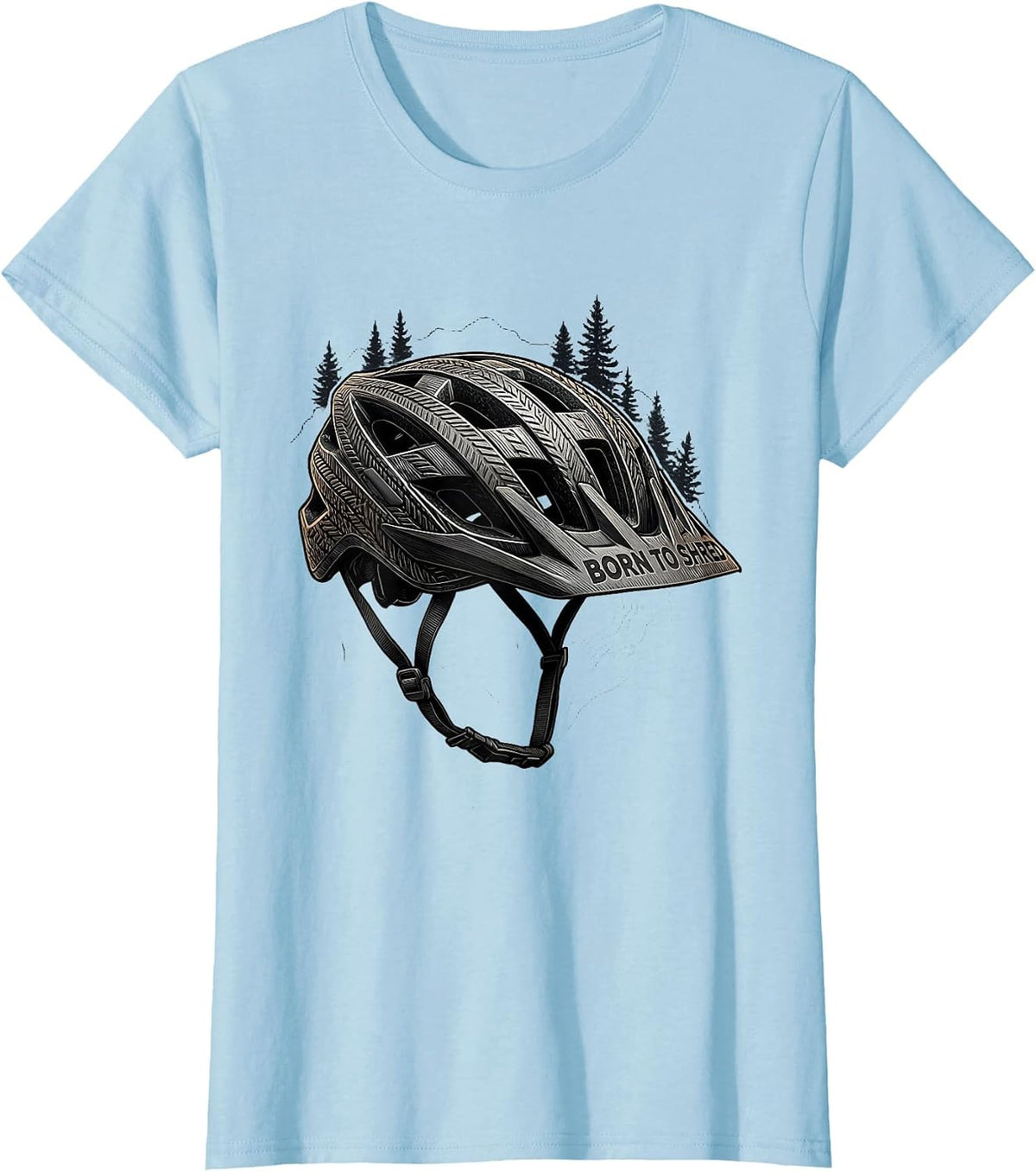 Born to Shred Mountain Bike Graphic Design T-Shirt - Baby Blue