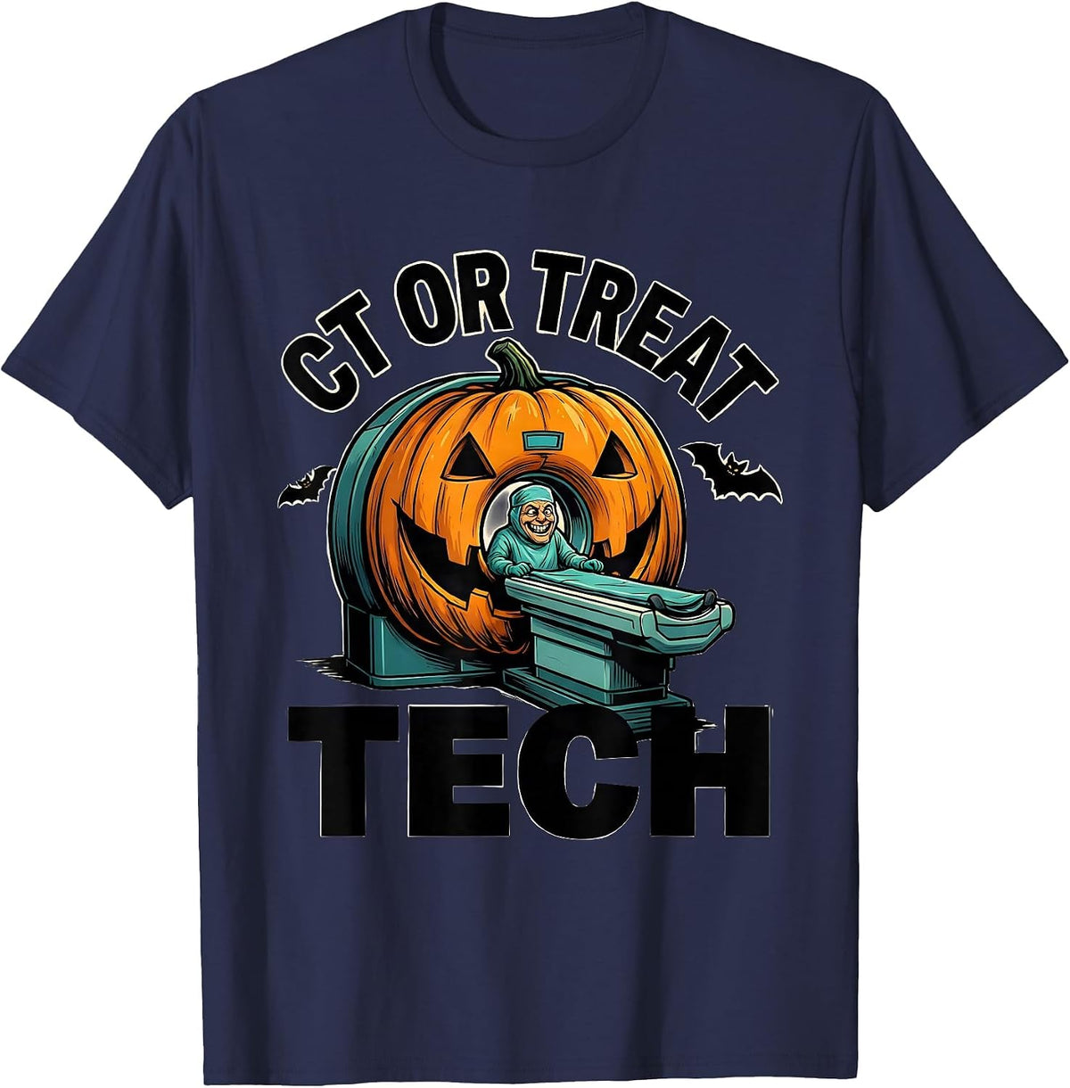 CT Or Treat Tech Funny Radiologic Technologist Halloween T-Shirt - Navy Blue