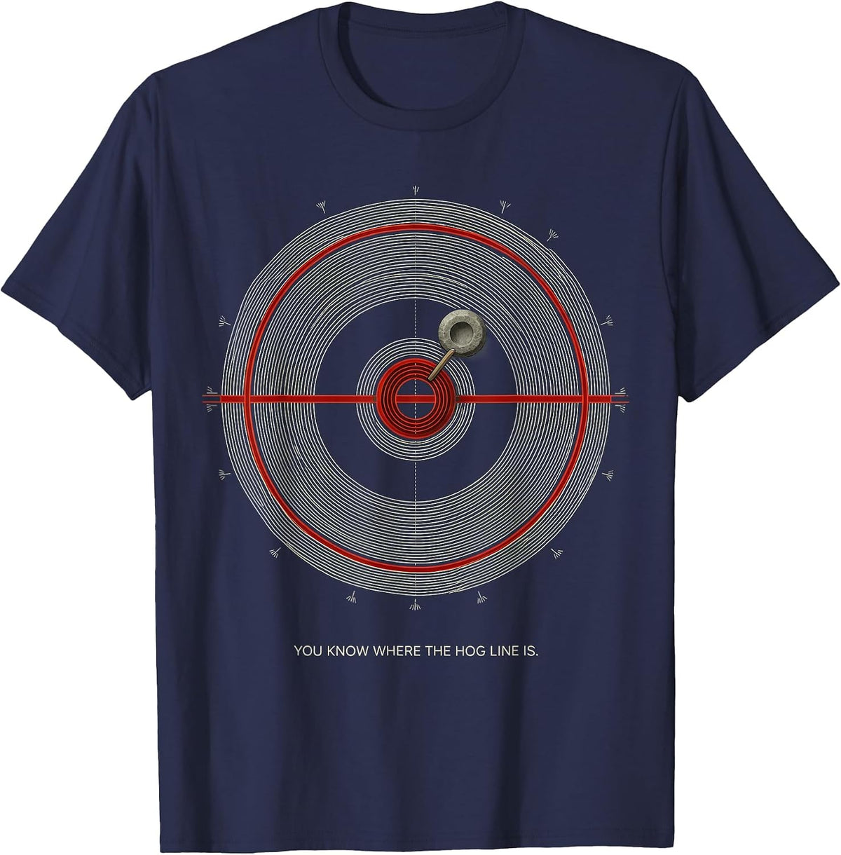 You Know Where The Hog Line Is Curling Sport Vintage Humor T-Shirt - Navy Blue