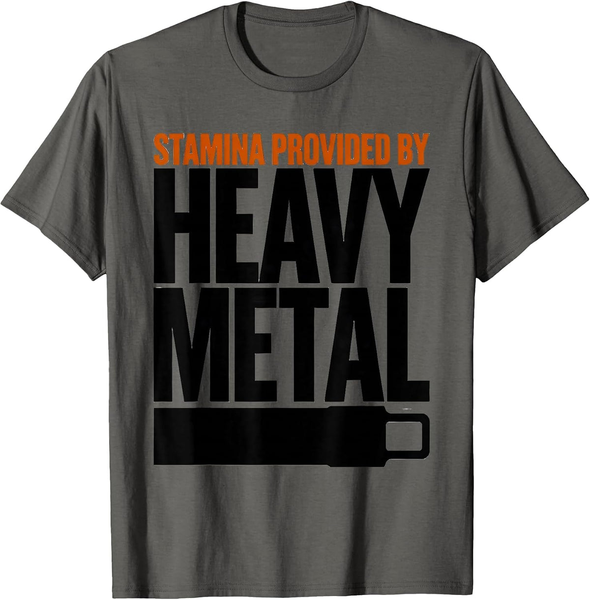 Men's Stamina Provided By Heavy Metal Funny Rock Fan Novelty T-Shirt - Asphalt Grey