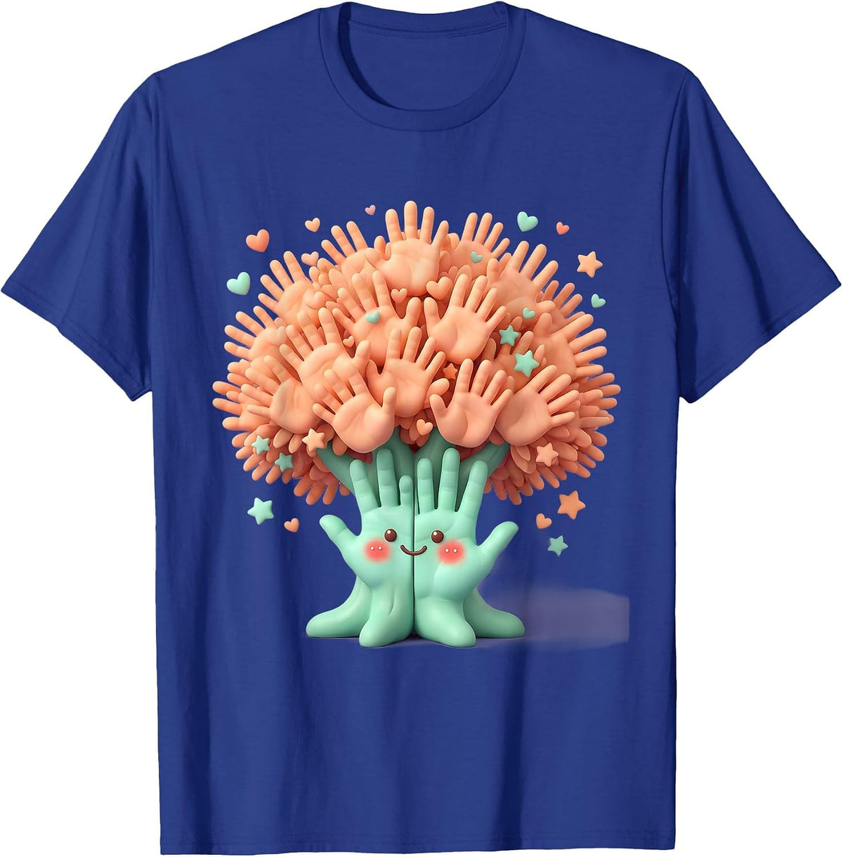 Men's Preschool Teacher Handprint Tree Graphic T-Shirt - Royal Blue