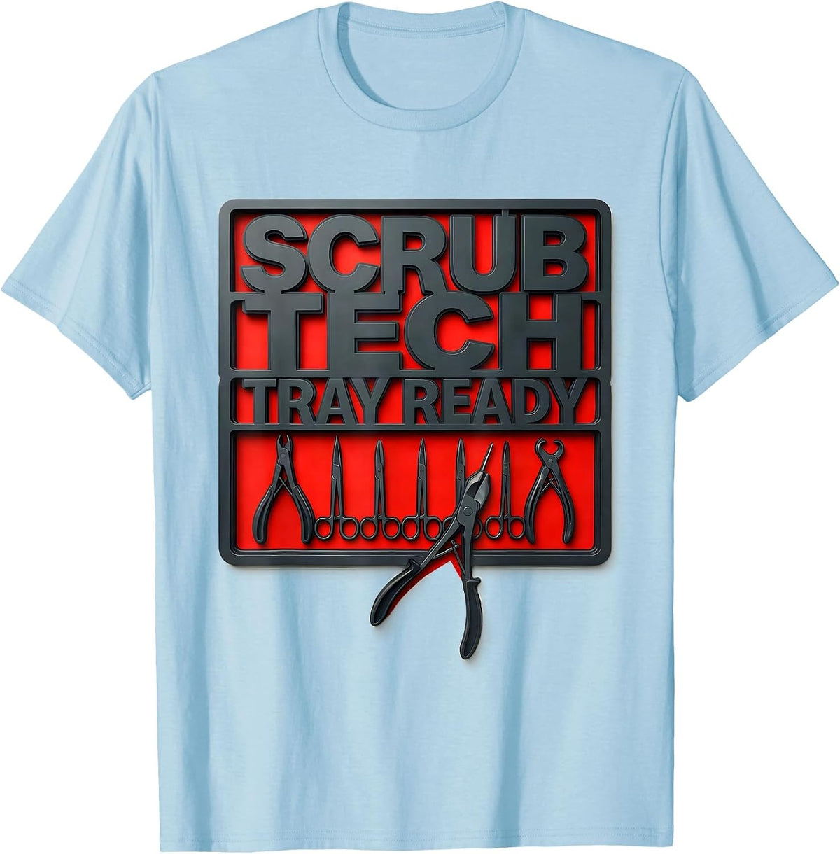 Men's Scrub Tech Tray Ready Stencil Graphic Surgical Tech T-Shirt - Baby Blue