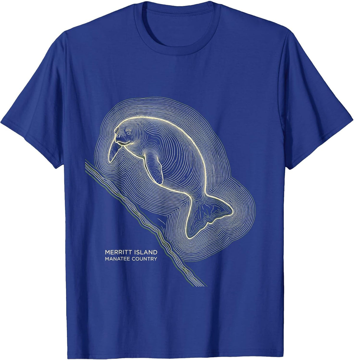 Merritt Island Manatee Country Florida Swamp Pride Retro T-Shirt - Royal Blue