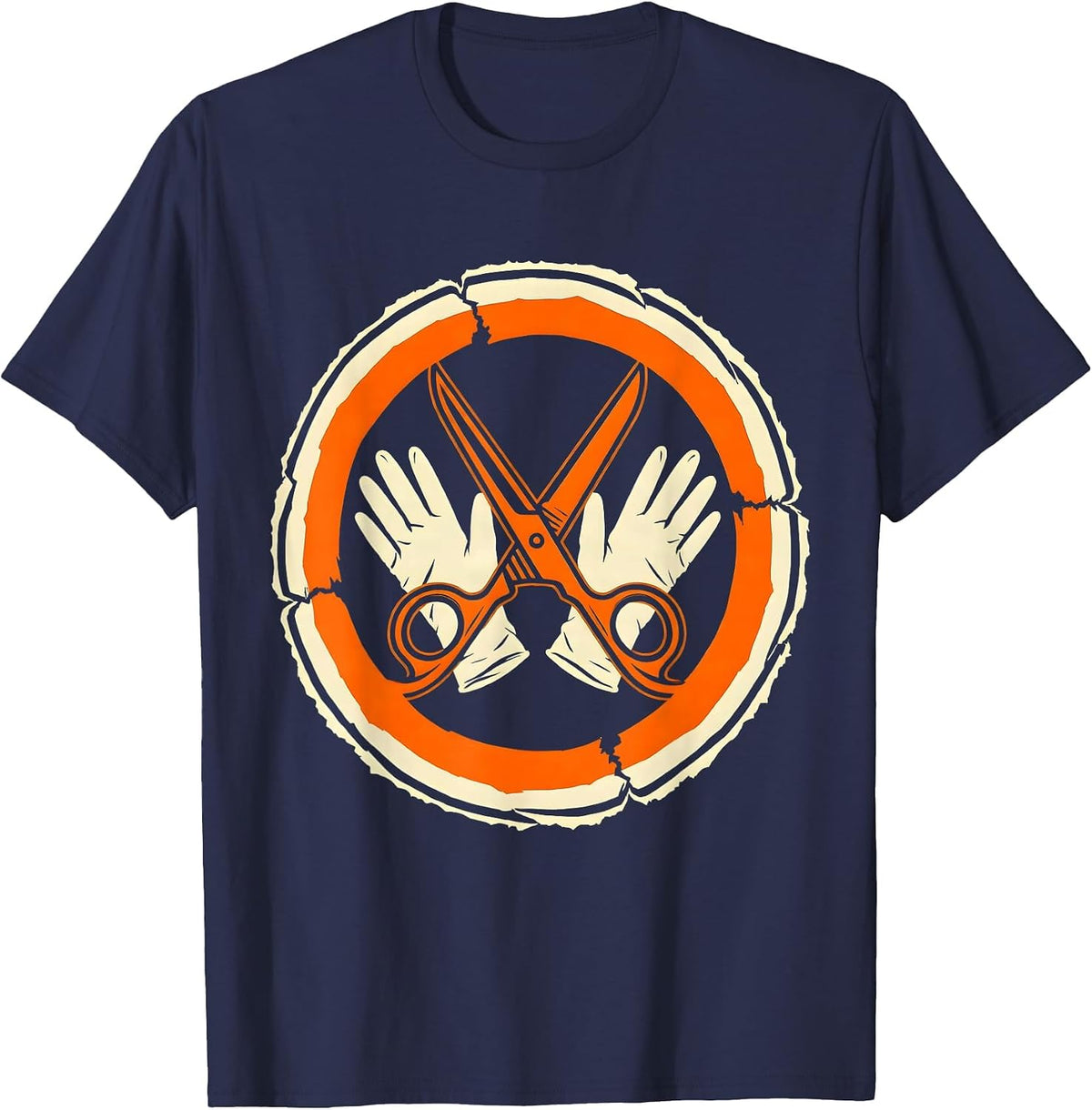 Men's EMT Trauma Shears and Latex Gloves Graphic T-Shirt - Navy Blue
