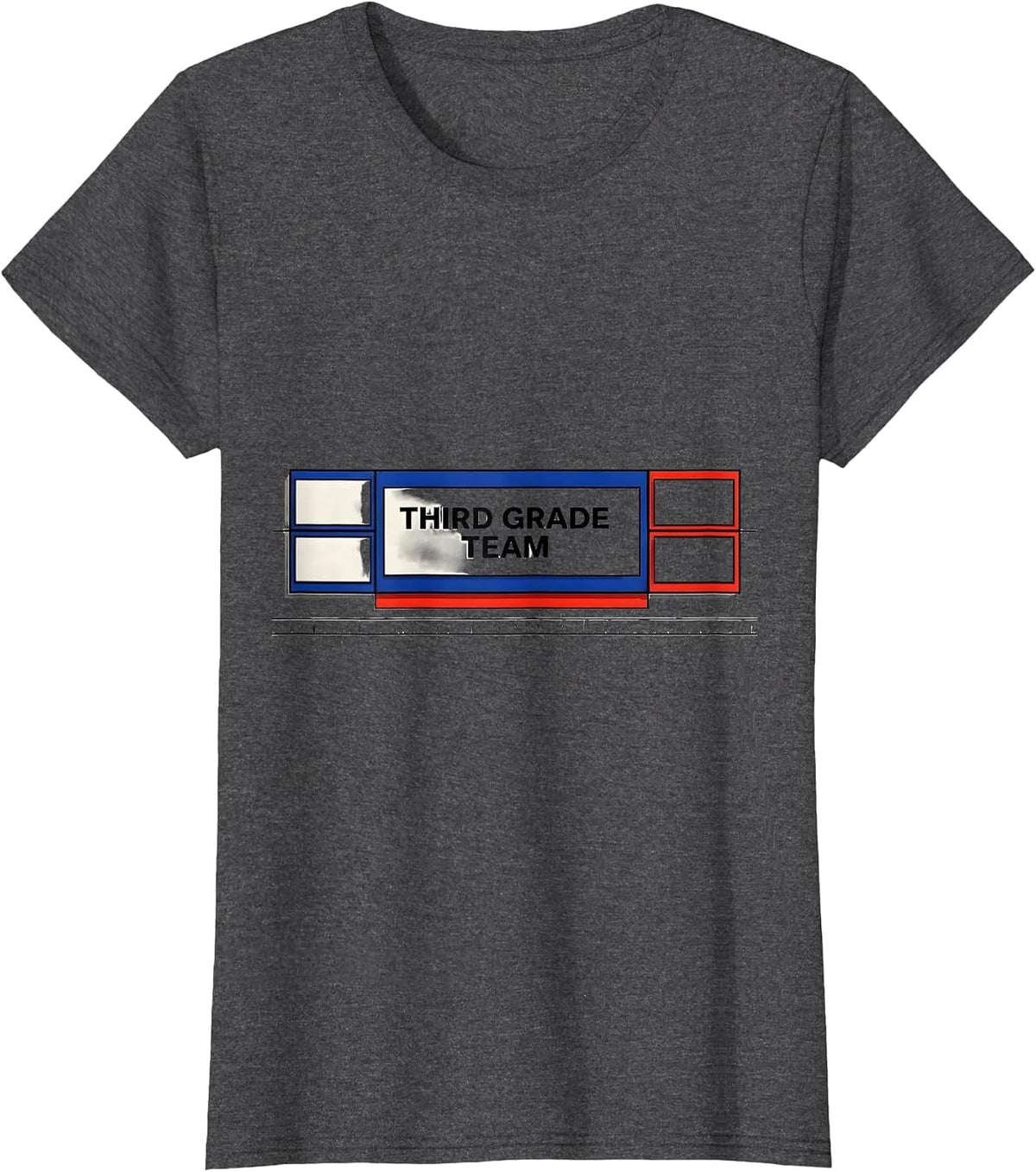 Women's Third Grade Team Geometric Staff Crew Matching T-Shirt - Dark Heather Grey