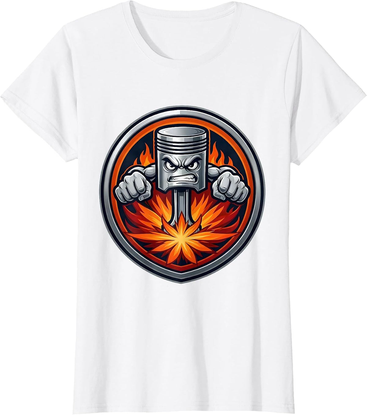 Valley Forge Automotive Flaming Piston Graphic T-Shirt - White