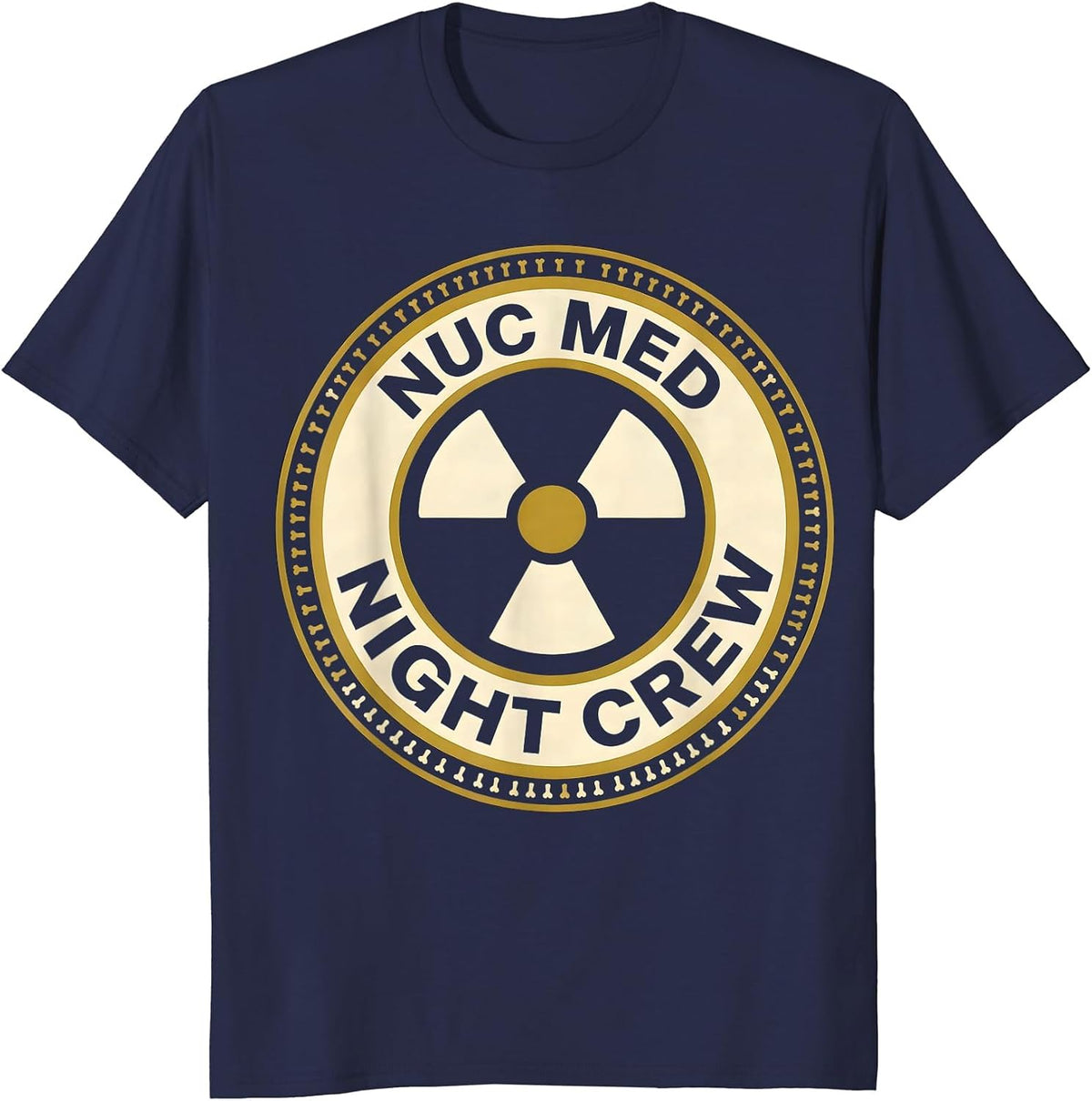 Men's Nuc Med Night Crew Radiation Tech Halloween Workplace Humor T-Shirt - Navy Blue
