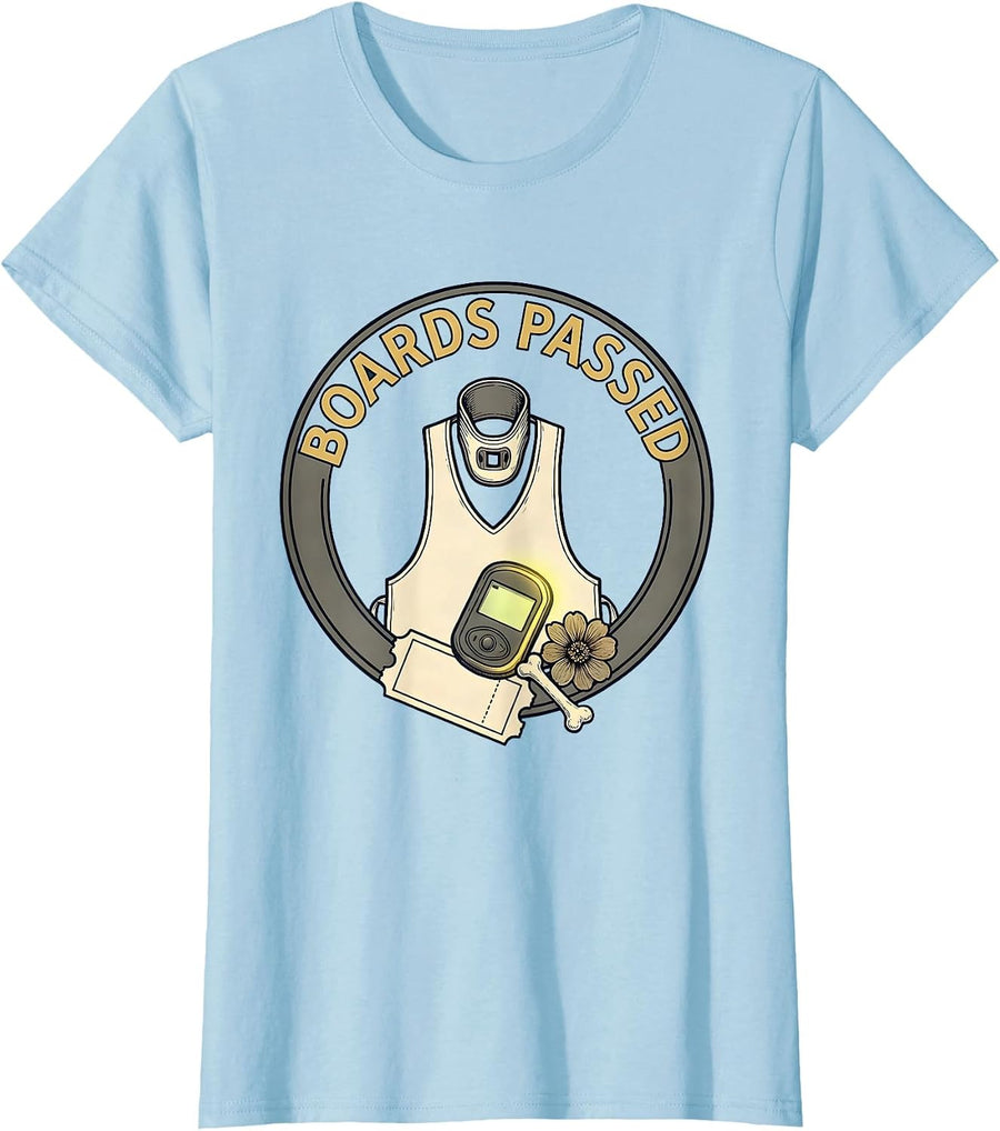 Women's Boards Passed Funny Radiologic Technologist Rad Tech Humor T-Shirt - Baby Blue