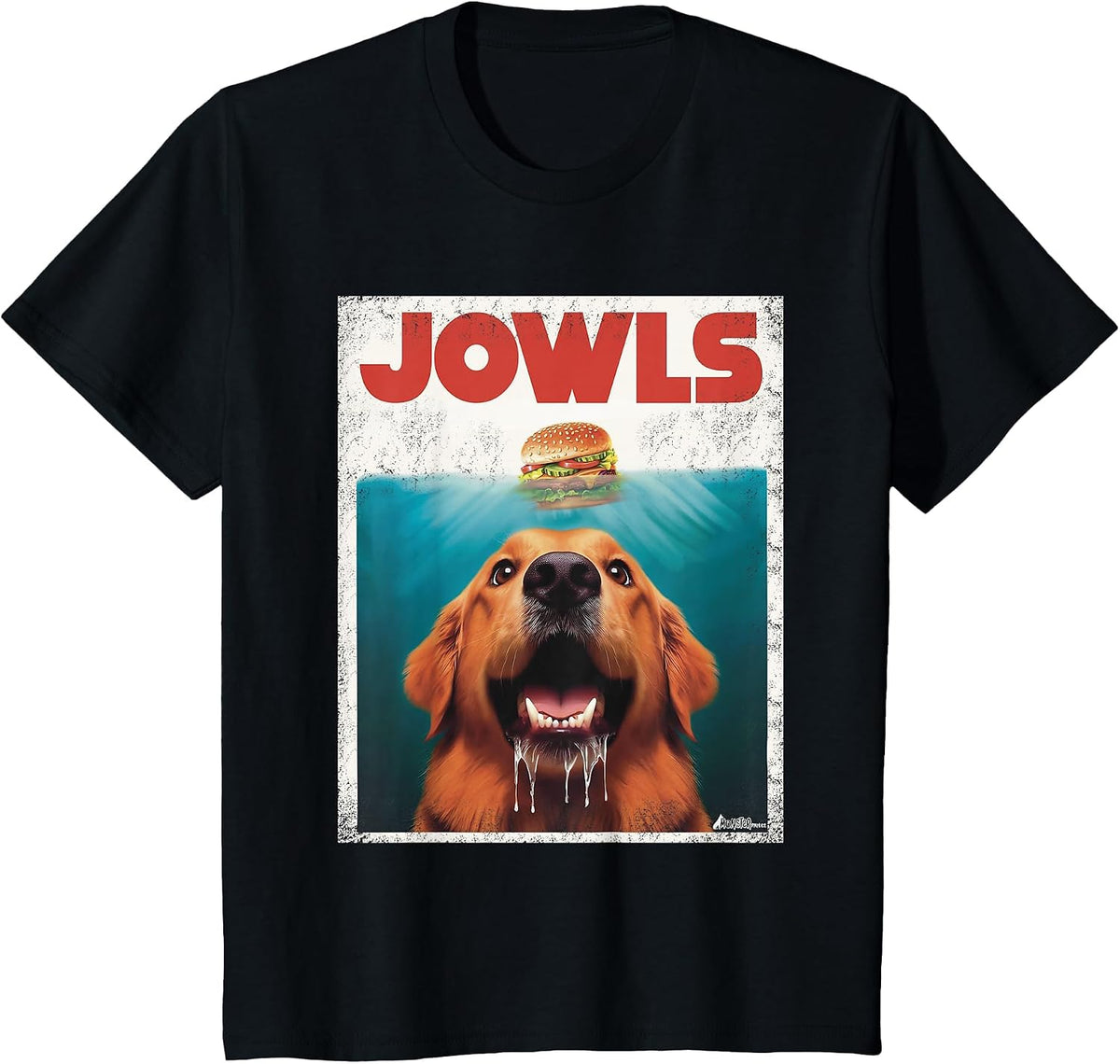 Funny Golden Retriever Rusty Goldie Jowls, Burger Dog Mom T-Shirt - Black