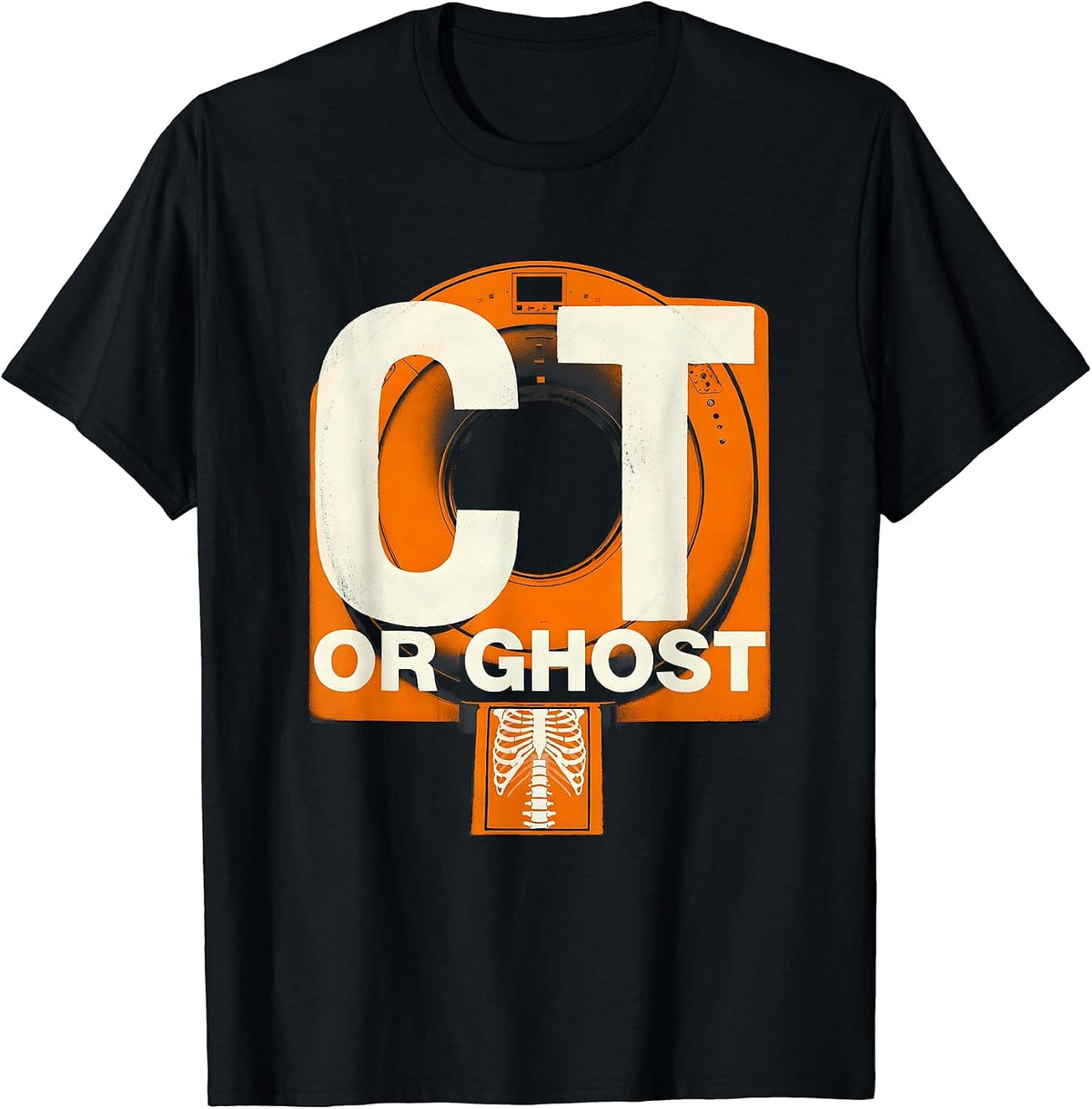 Men's Ghost Or CT Funny Radiology Tech Halloween Workplace Humor T-Shirt - Black
