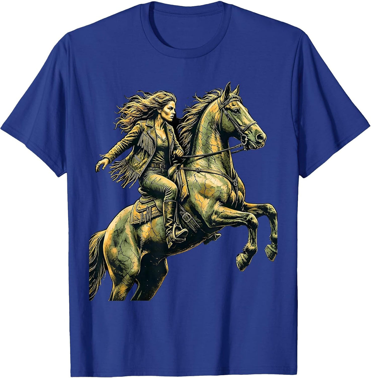 Men's Rodeo Arena Horse Taming Graphic Design T-Shirt - Royal Blue