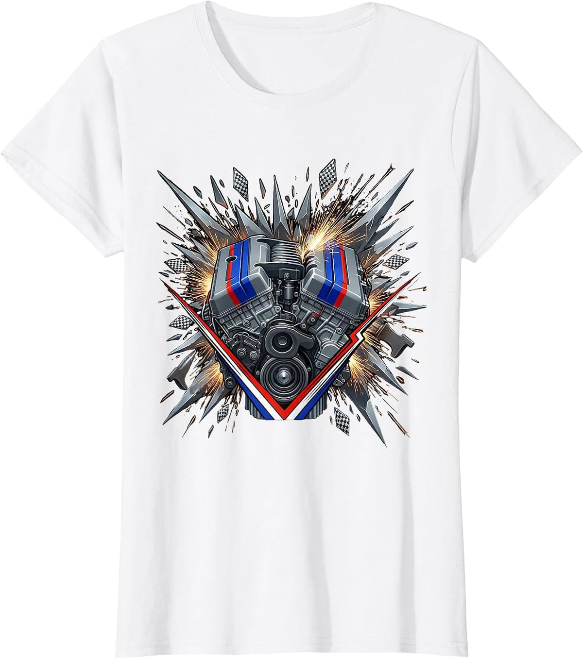 Valley Forge Automotive Car Engine Forge Sparks T-Shirt - White