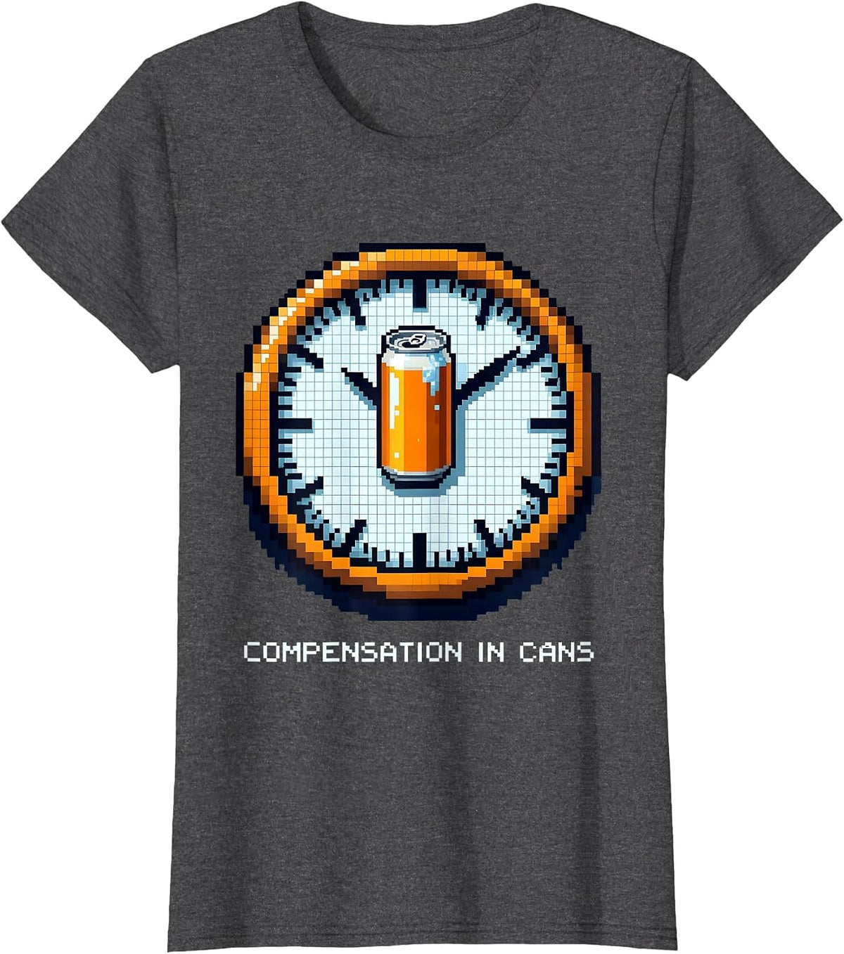Women's Compensation In Cans Pixel Art Funny Beer Lover Labor Day T-Shirt - Dark Heather Grey