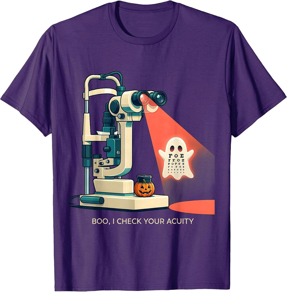 Boo I Check Your Acuity Funny Optometrist Halloween Eye T-Shirt - Purple