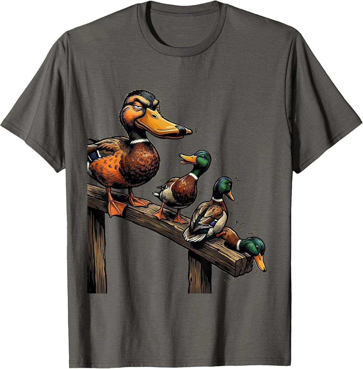Unsorted Duck Decoy Cartoon Funny Novelty Gift T-Shirt - Asphalt Grey