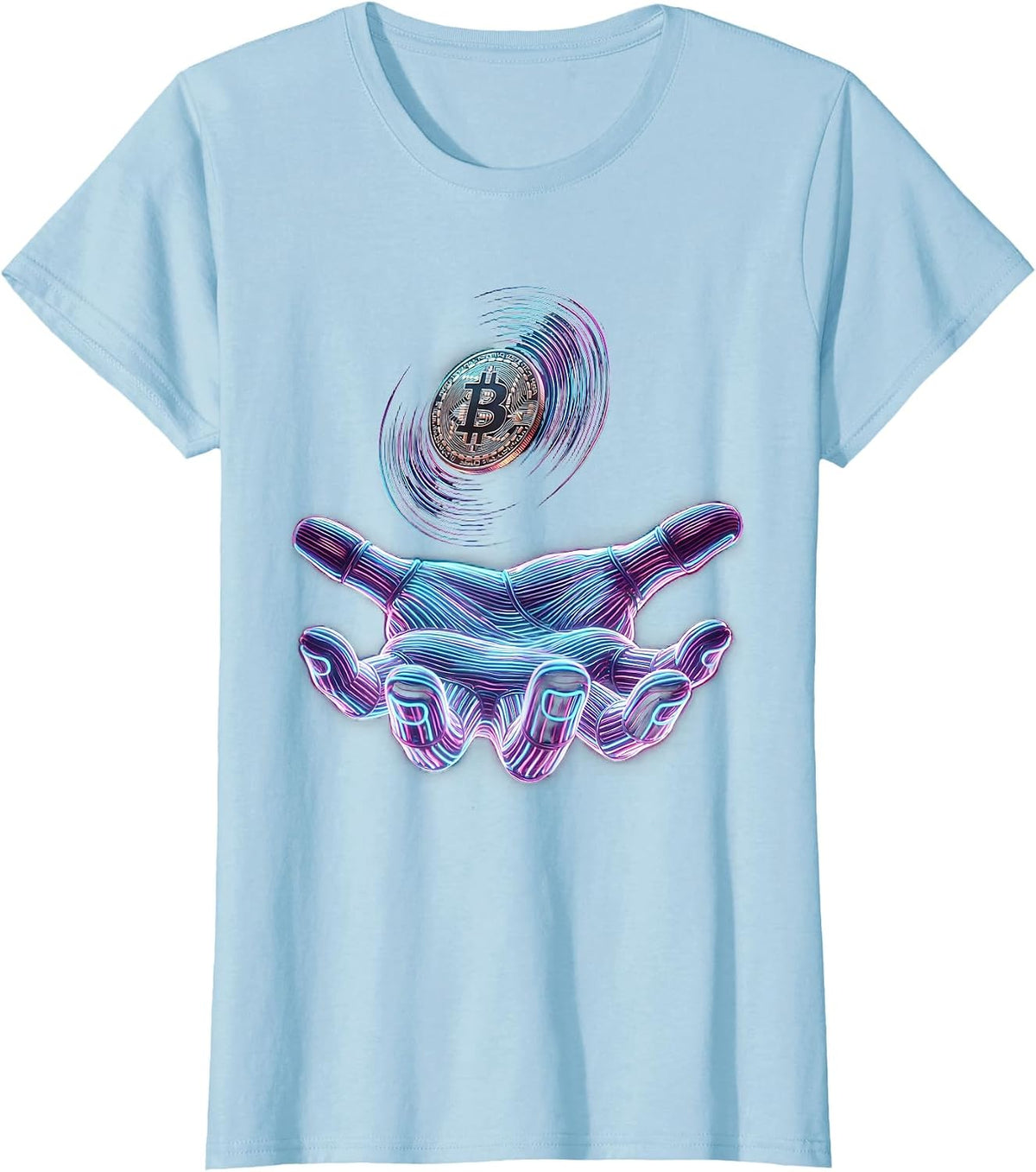 Women's Coin Flip Gambling Graphic Tee T-Shirt - Baby Blue