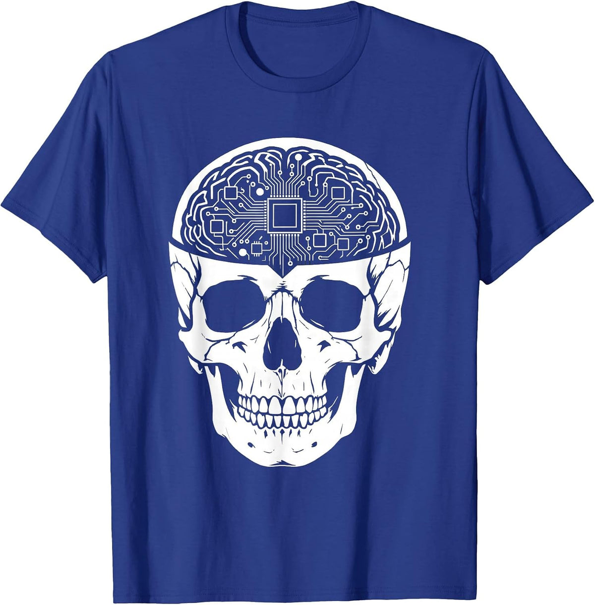 Human Skull Circuit Board Brain Xray Art T-Shirt - Royal Blue
