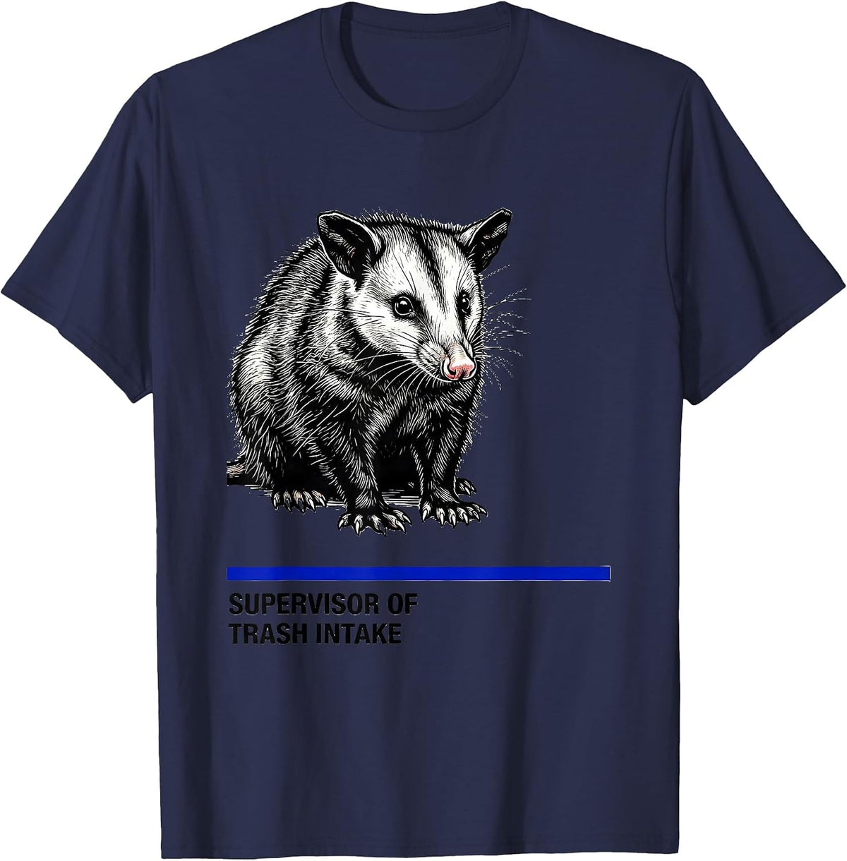 Men's Supervisor Of Trash Intake Funny Opossum Meme Humor T-Shirt - Navy Blue