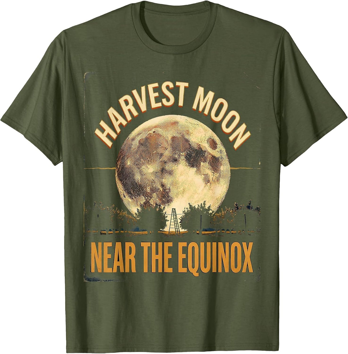 Men's Harvest Moon, Near The Equinox Vintage Astronomy Science T-Shirt - Olive Green
