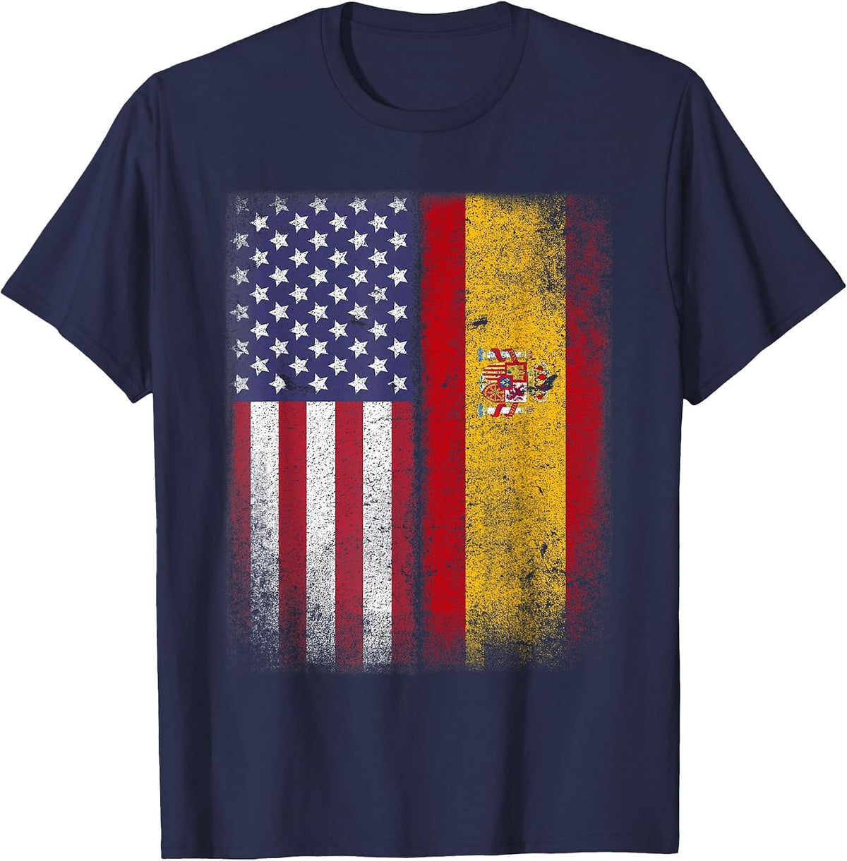 Spanish American Flag Spain Bandera Espana T-Shirt - Navy Blue