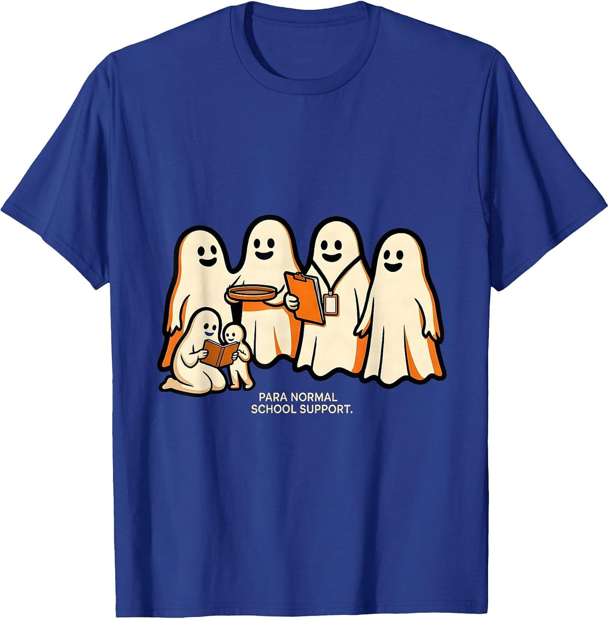 Men's Para Normal School Support Cartoon Paraeducator Halloween T-Shirt - Royal Blue