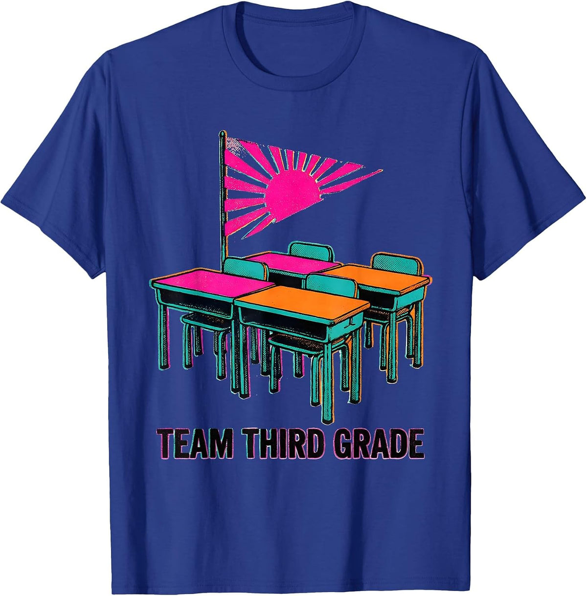 Men's Team Third Grade Risograph Back To School Student Teacher T-Shirt - Royal Blue
