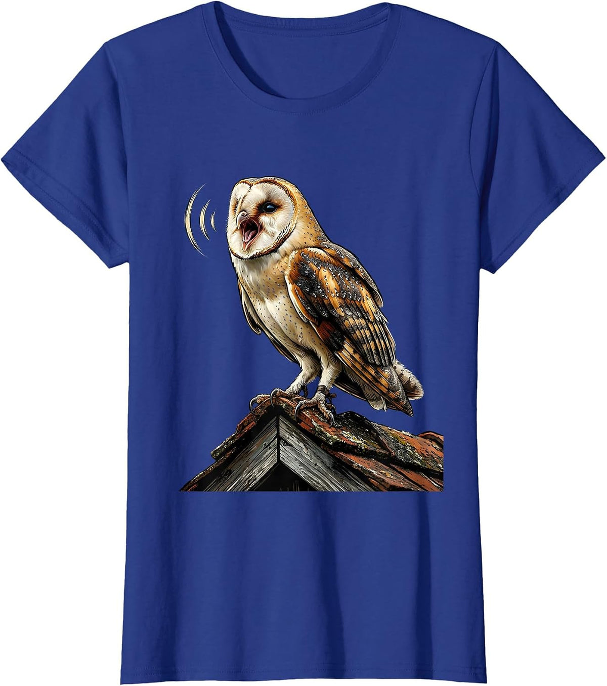 Women's Barn Owl Nighttime Call Vintage Bird Lover Whimsical T-Shirt - Royal Blue