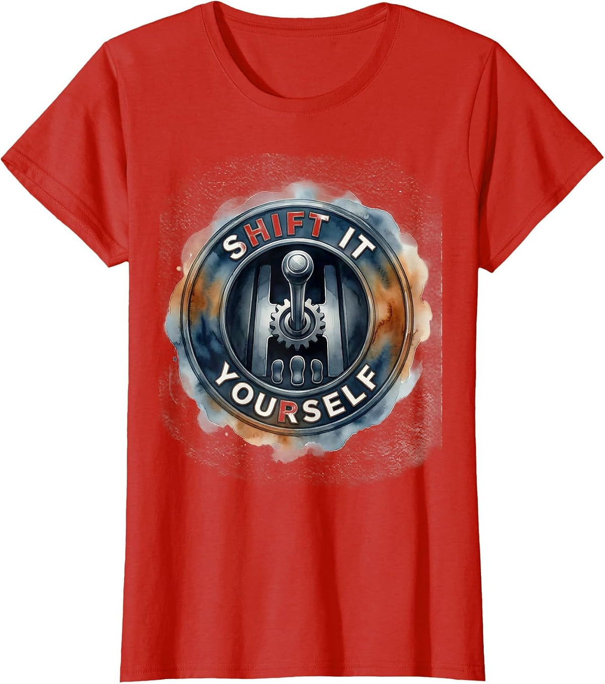Shift It Yourself Watercolor Manual Transmission Car Guy T-Shirt - Red
