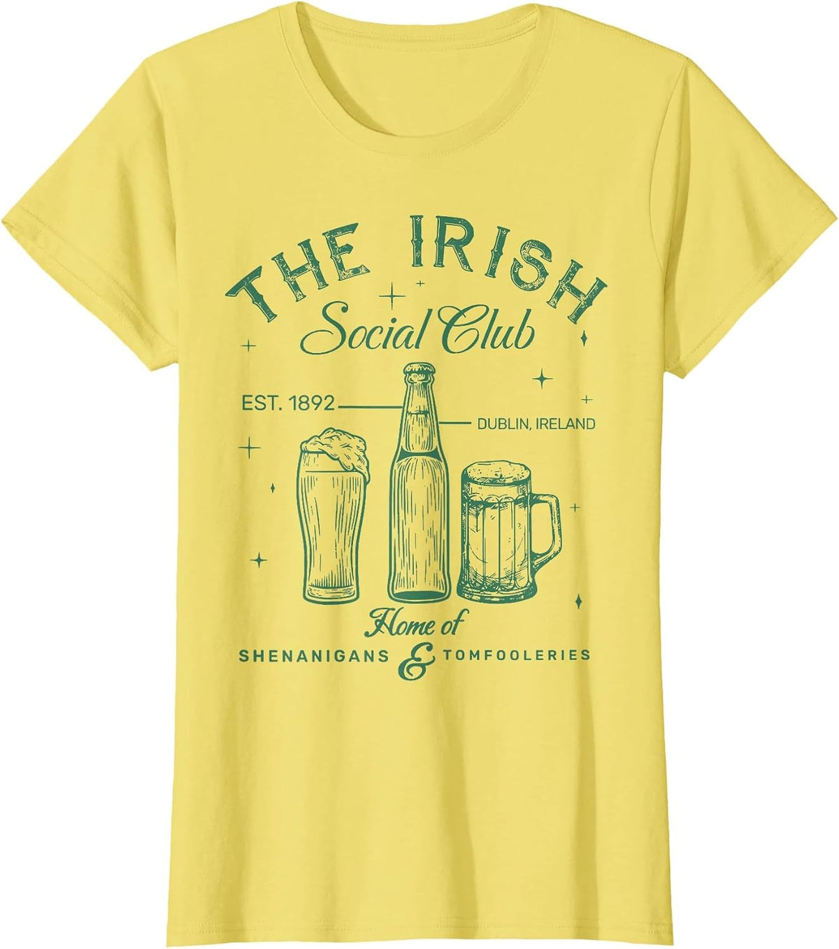 Retro The Irish Social Club Drunk St. Patrick's Day Outfit T-Shirt - Lemon Yellow