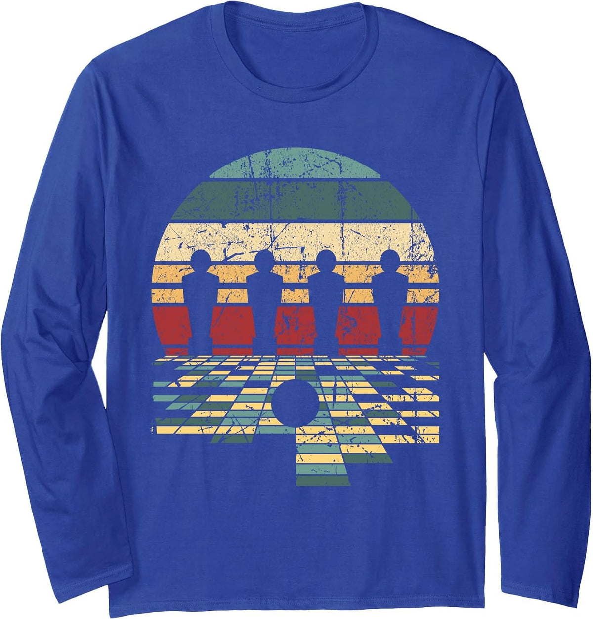 Retro Vintage Foosball Player Table Football Table Soccer Long Sleeve T-Shirt - Adult Unisex Royal Blue