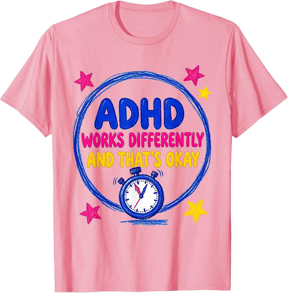Men's ADHD Works Differently, And That's Okay Neurodivergent T-Shirt - Pink