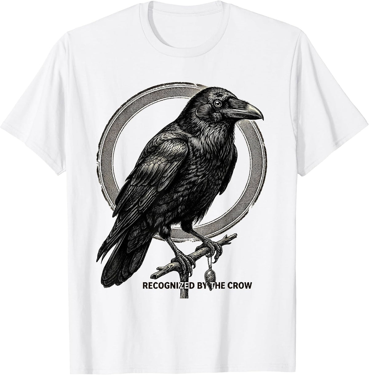 Men's Recognized By The Crow Dark Humor Gothic Raven Lover T-Shirt - White