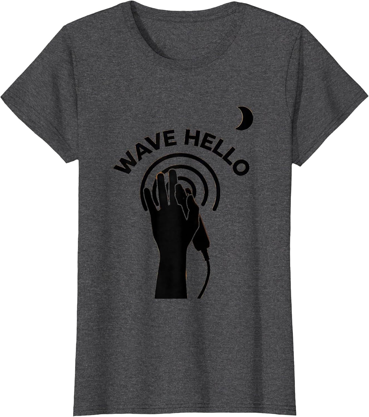 Women's Wave Hello Ultrasound Tech Sonographer Humor Appreciation T-Shirt - Dark Heather Grey
