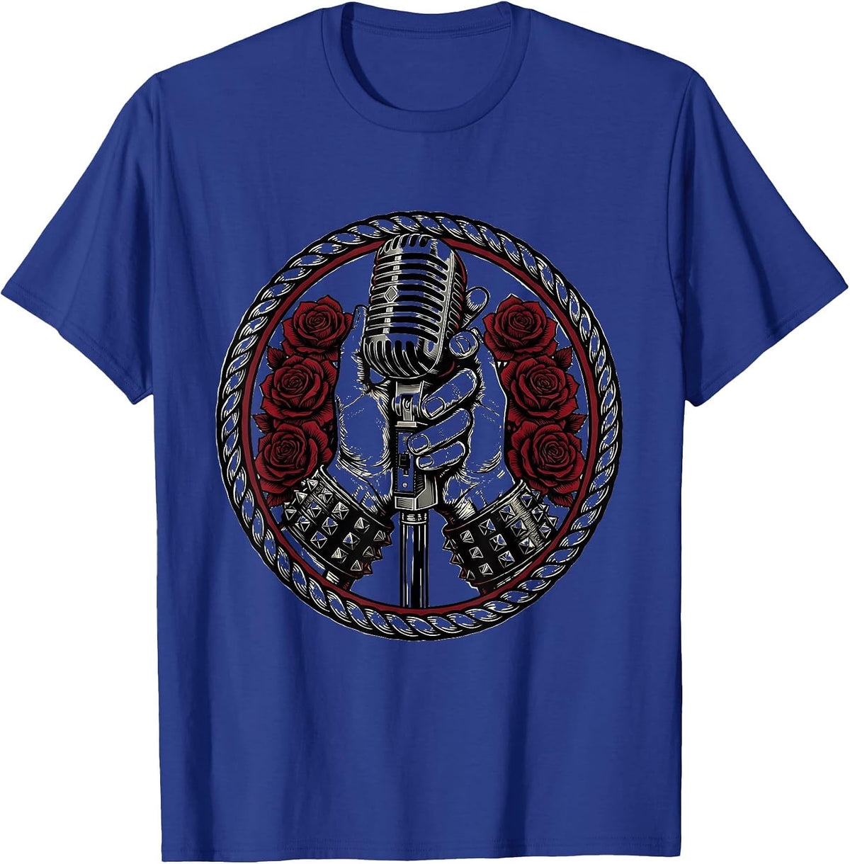 Emo Band Mic Grip Worn Wrist Cuffs Illustration T-Shirt - Royal Blue