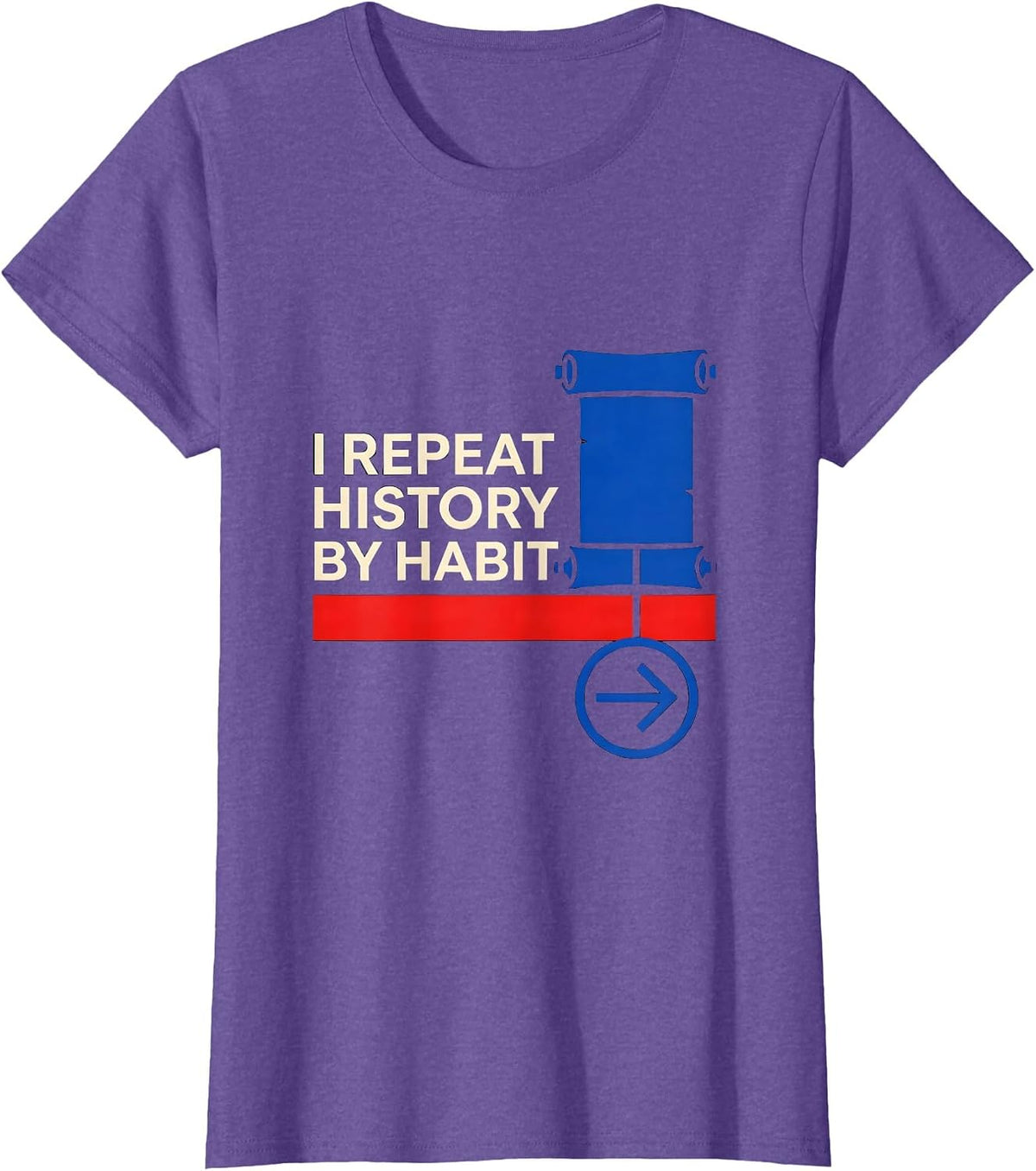 I Repeat History By Habit Funny History Teacher History Buff T-Shirt - Purple Heather