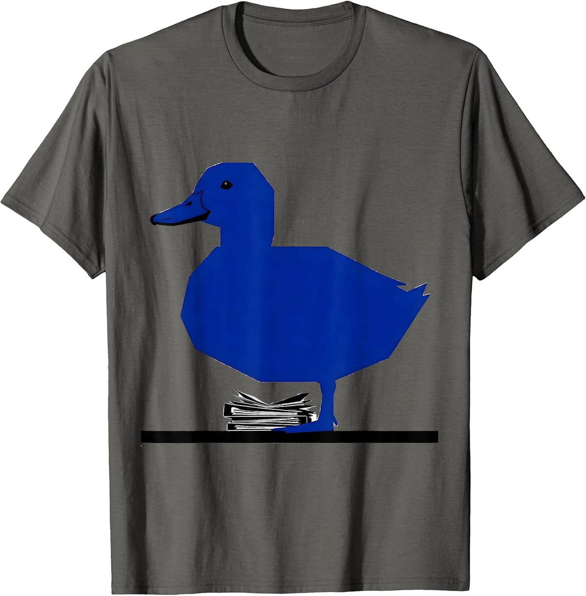 Men's Geometric Duck Silhouette Funny Duck Lover Novelty T-Shirt - Asphalt Grey