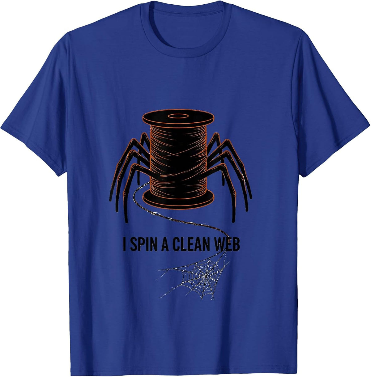 Men's I Spin A Clean Web Minimalist Halloween Dentist Dental Pun T-Shirt - Royal Blue