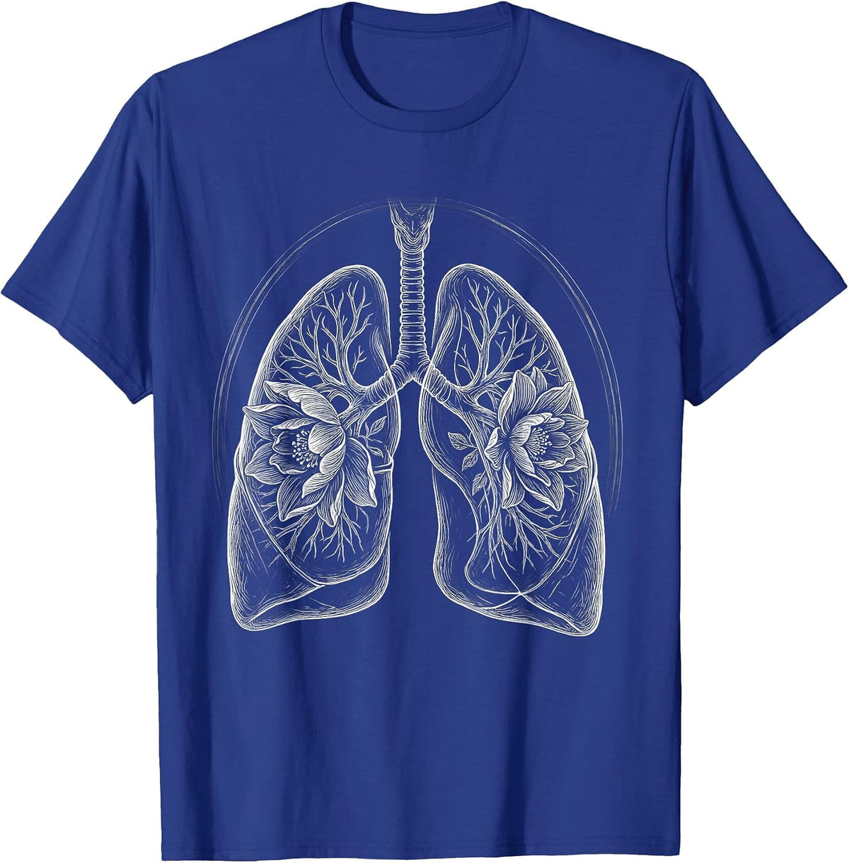 Men's Radiology Lungs Blooming Flowers X-Ray Art T-Shirt - Royal Blue